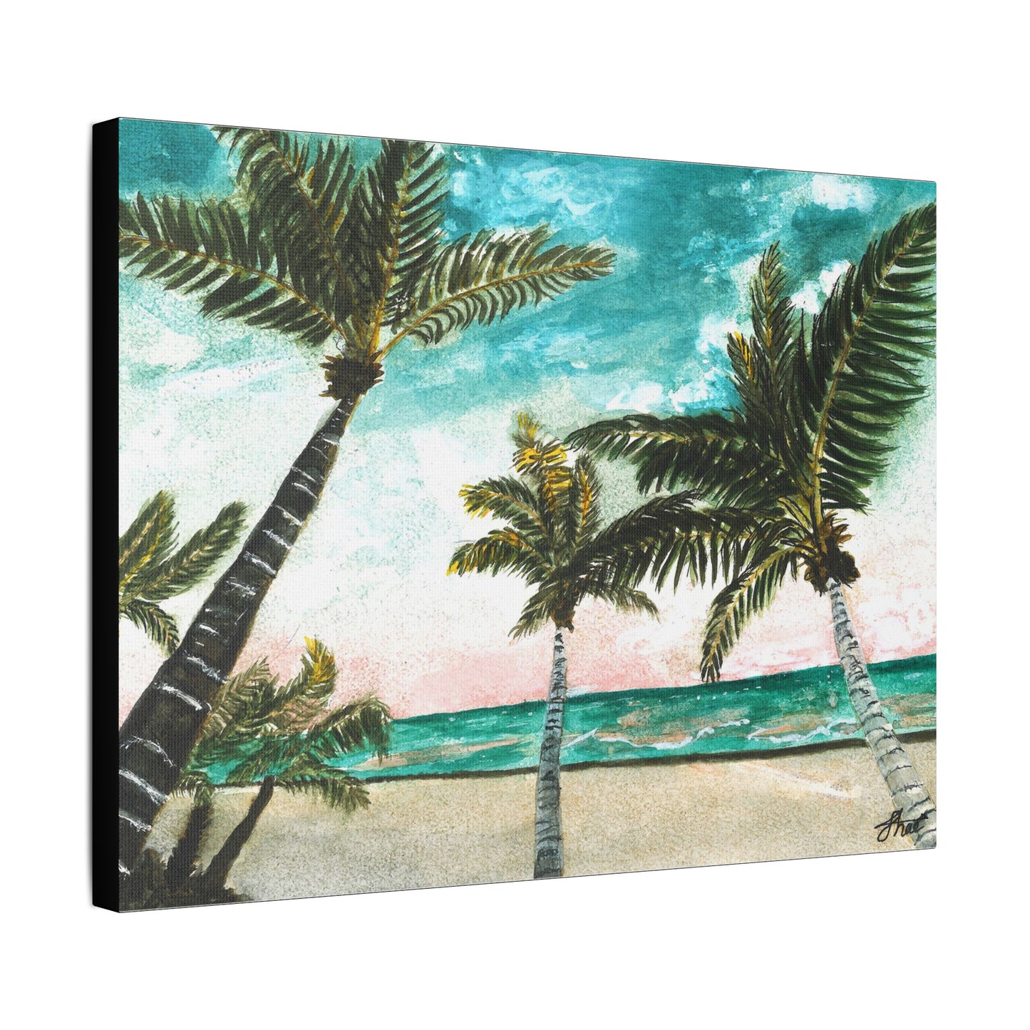 Tropical Art Print, Palm Tree Wall Hanging, Beach Decor, Ocean Landscape Artwork, Coastal Home Decoration, Vacation Vibes