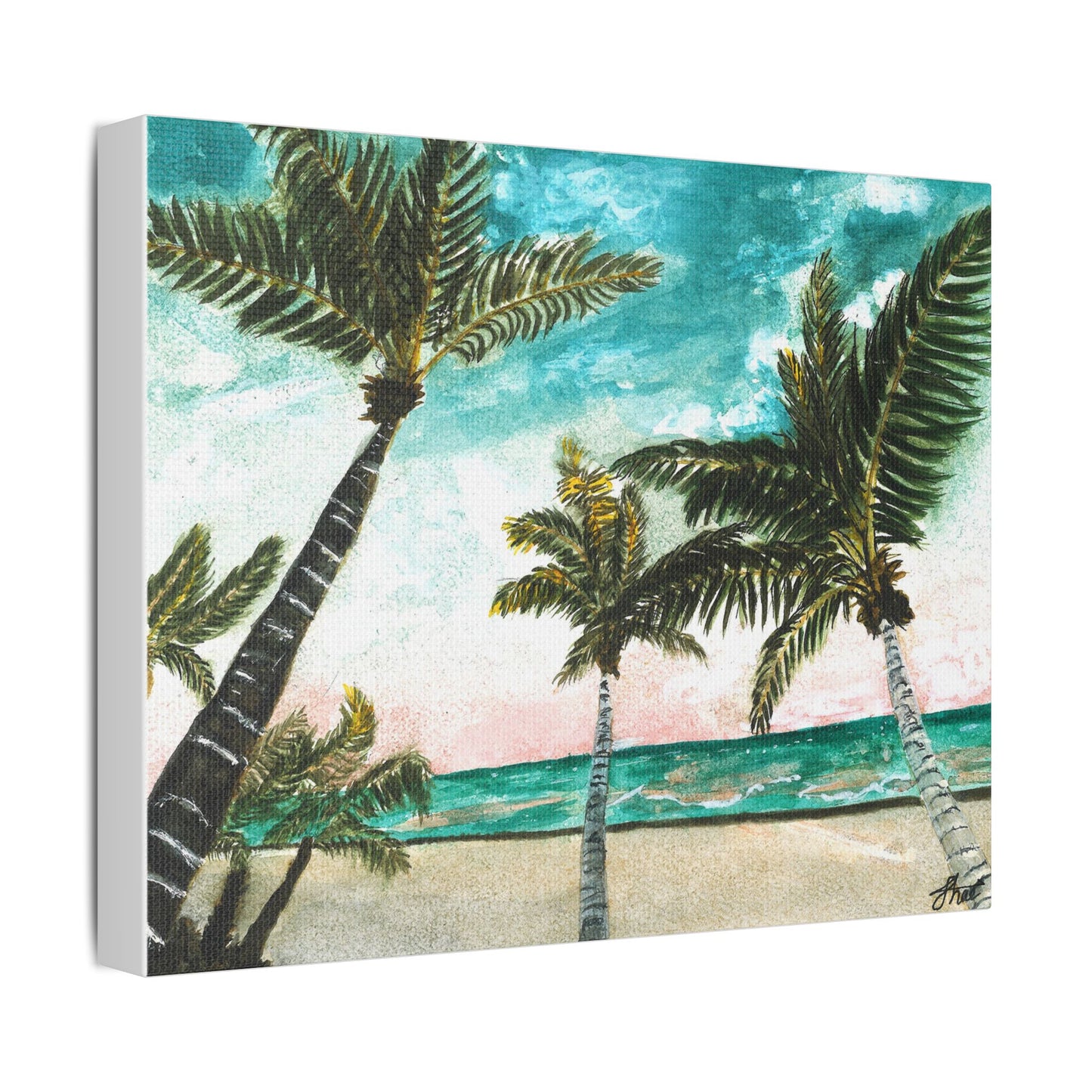 Tropical Art Print, Palm Tree Wall Hanging, Beach Decor, Ocean Landscape Artwork, Coastal Home Decoration, Vacation Vibes