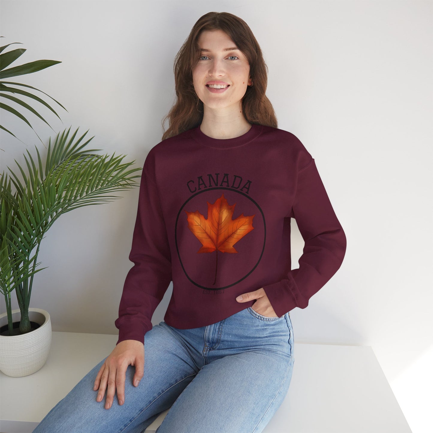 Canada Maple Leaf Crewneck Sweatshirt, Cozy Canadian Apparel, Gift for Canada Day, Fall Fashion, Unisex Sweater, Casual Wear