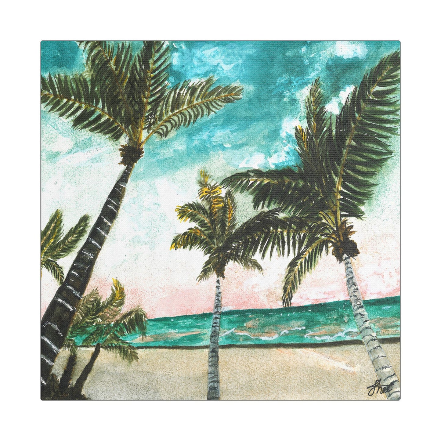 Tropical Art Print, Palm Tree Wall Hanging, Beach Decor, Ocean Landscape Artwork, Coastal Home Decoration, Vacation Vibes
