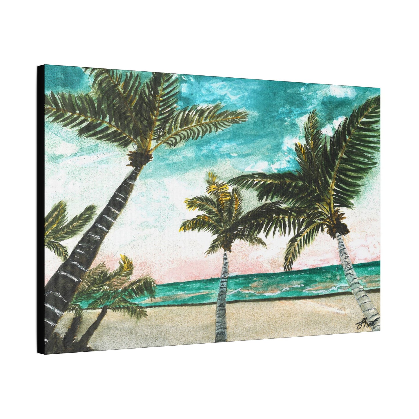 Tropical Art Print, Palm Tree Wall Hanging, Beach Decor, Ocean Landscape Artwork, Coastal Home Decoration, Vacation Vibes