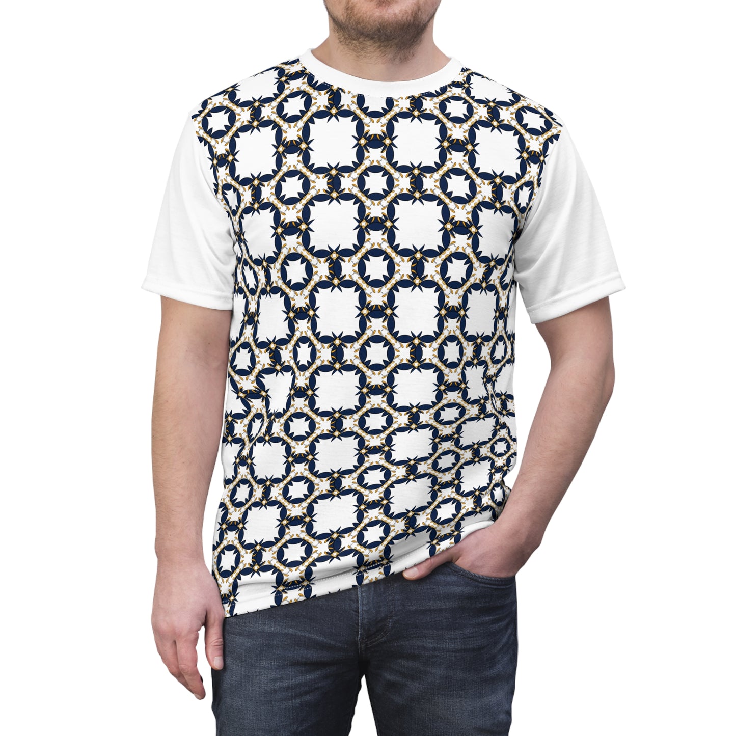 Geometrical Print Unisex Tee - Nature-Inspired Cut & Sew T-Shirt
