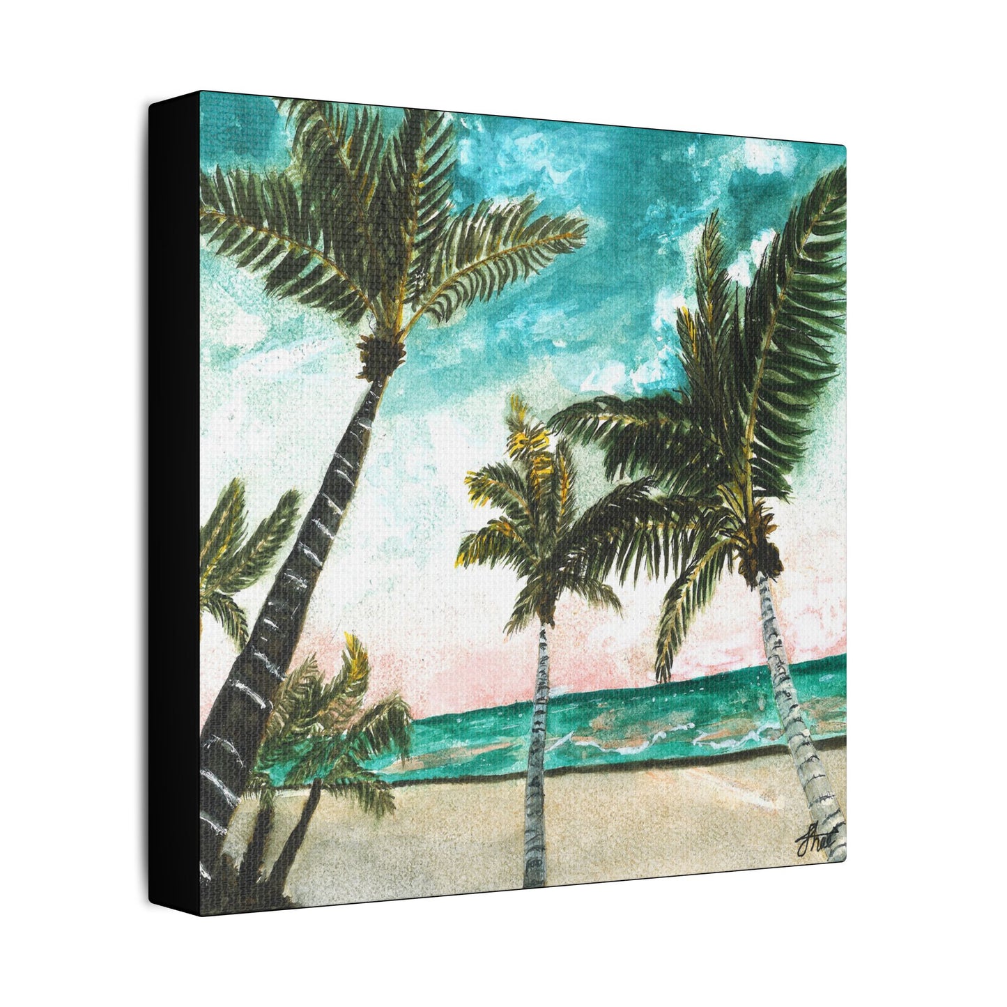 Tropical Art Print, Palm Tree Wall Hanging, Beach Decor, Ocean Landscape Artwork, Coastal Home Decoration, Vacation Vibes