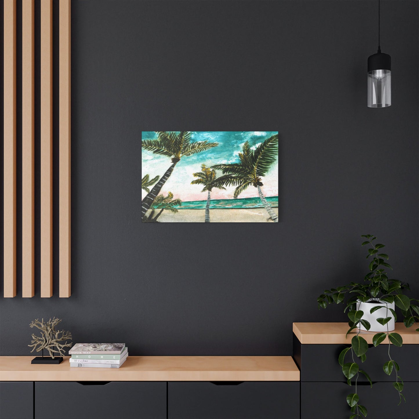 Tropical Art Print, Palm Tree Wall Hanging, Beach Decor, Ocean Landscape Artwork, Coastal Home Decoration, Vacation Vibes