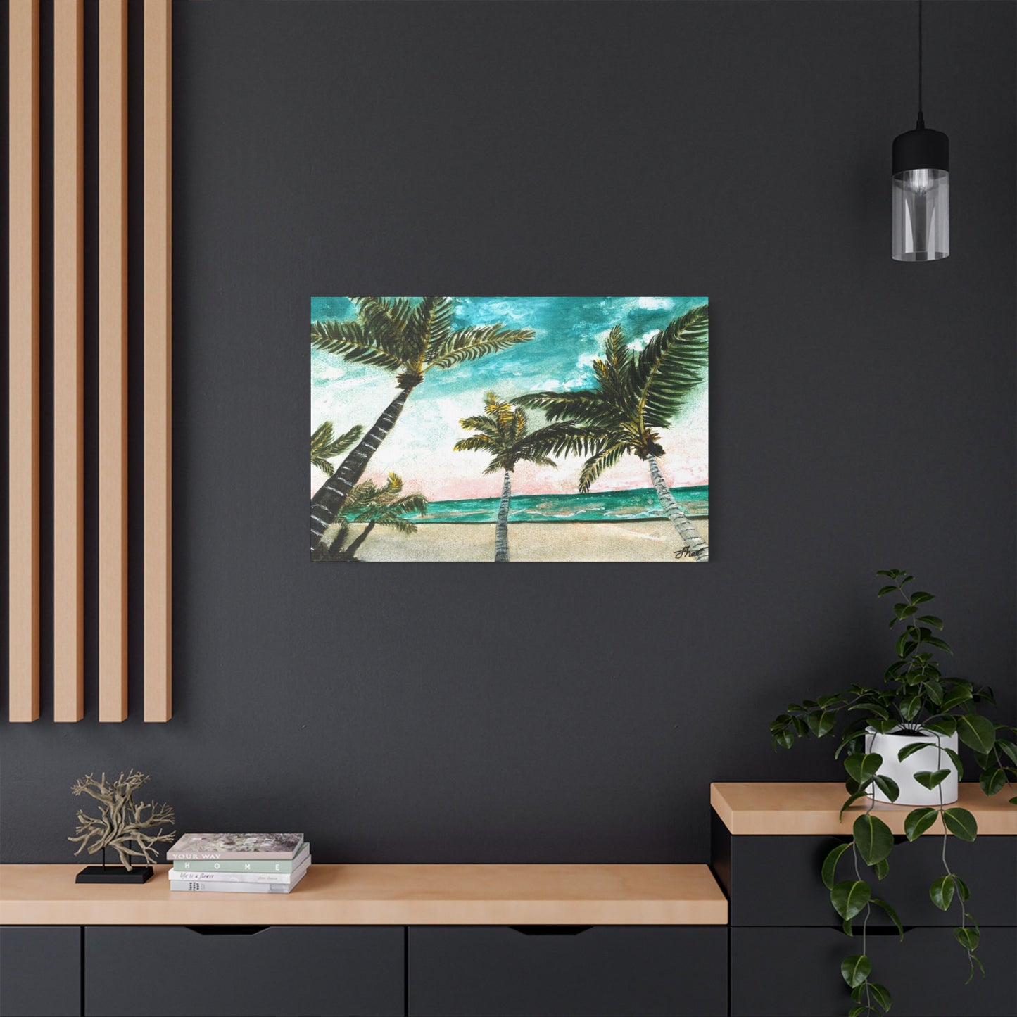 Tropical Art Print, Palm Tree Wall Hanging, Beach Decor, Ocean Landscape Artwork, Coastal Home Decoration, Vacation Vibes