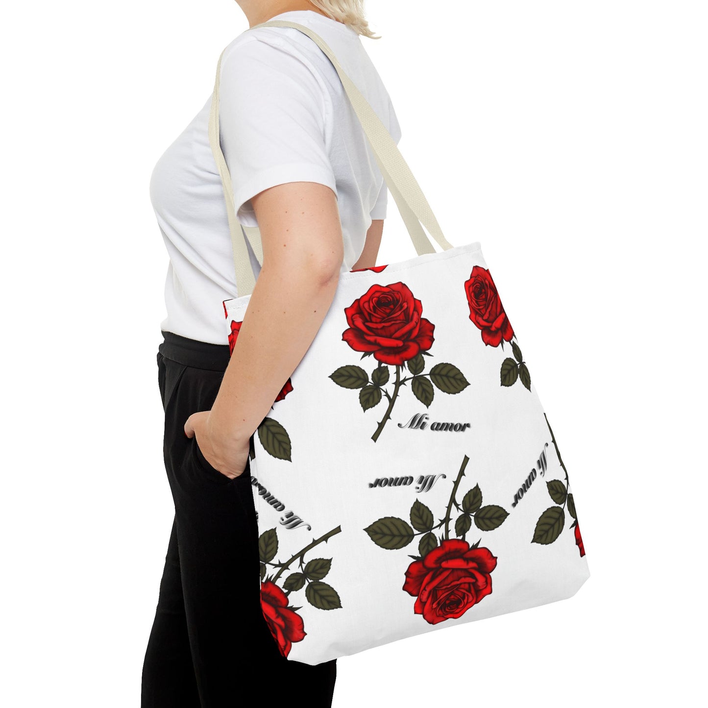 Romantic Rose Tote Bag | Floral AOP Carryall, Gift for Her, Spring Accessory, Mom's Day Tote, Everyday Style
