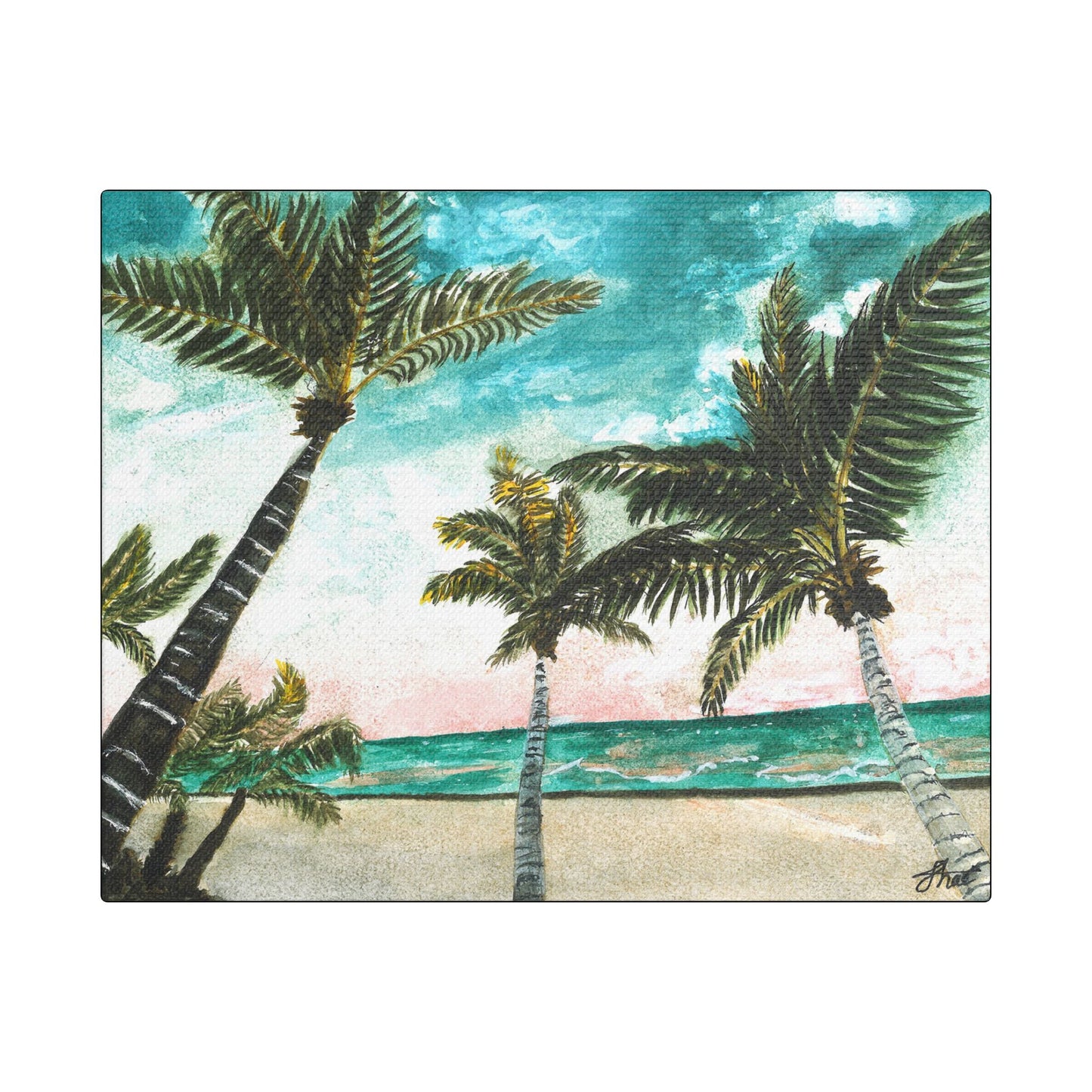 Tropical Art Print, Palm Tree Wall Hanging, Beach Decor, Ocean Landscape Artwork, Coastal Home Decoration, Vacation Vibes
