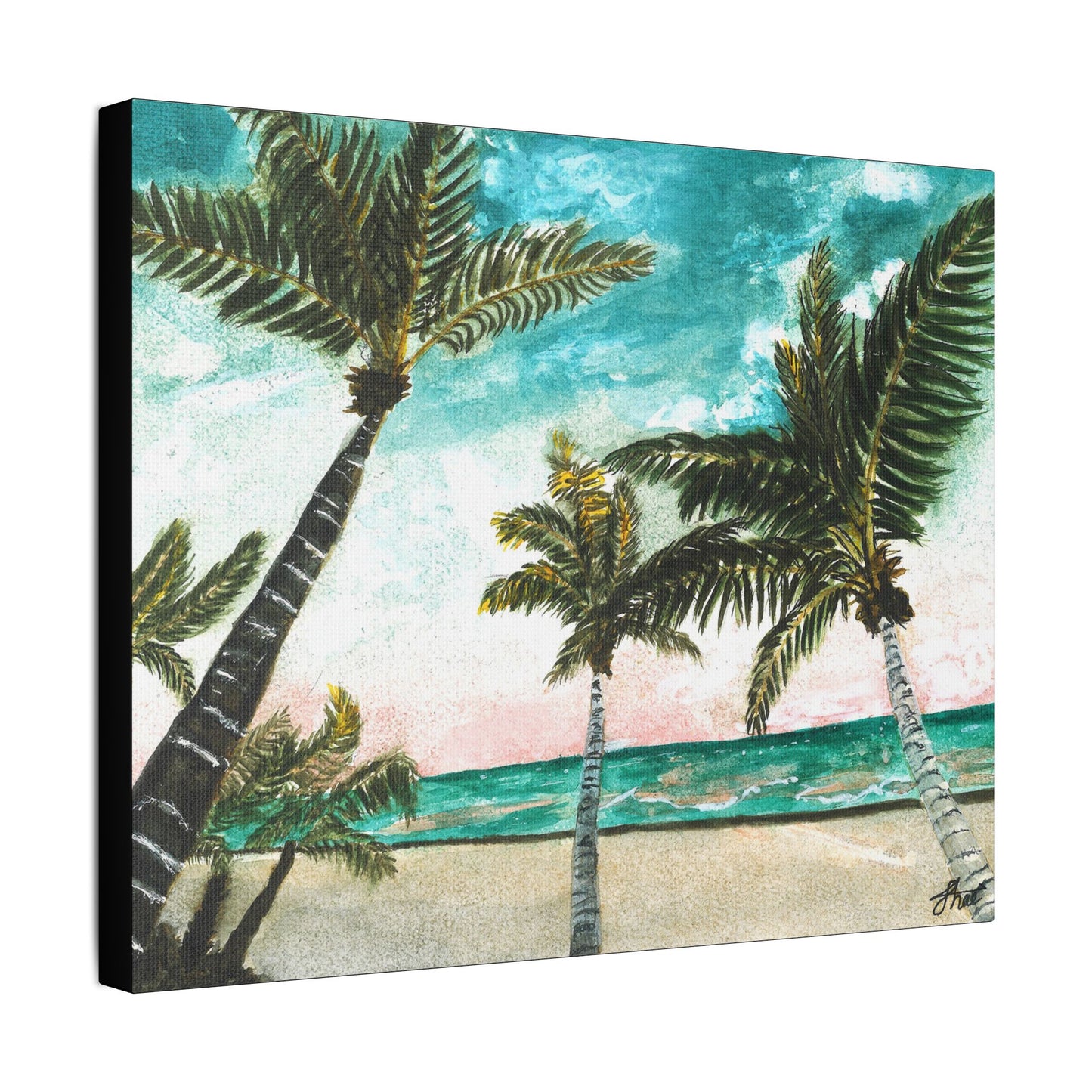 Tropical Art Print, Palm Tree Wall Hanging, Beach Decor, Ocean Landscape Artwork, Coastal Home Decoration, Vacation Vibes