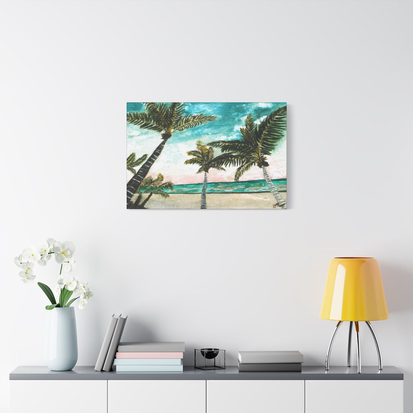 Tropical Art Print, Palm Tree Wall Hanging, Beach Decor, Ocean Landscape Artwork, Coastal Home Decoration, Vacation Vibes