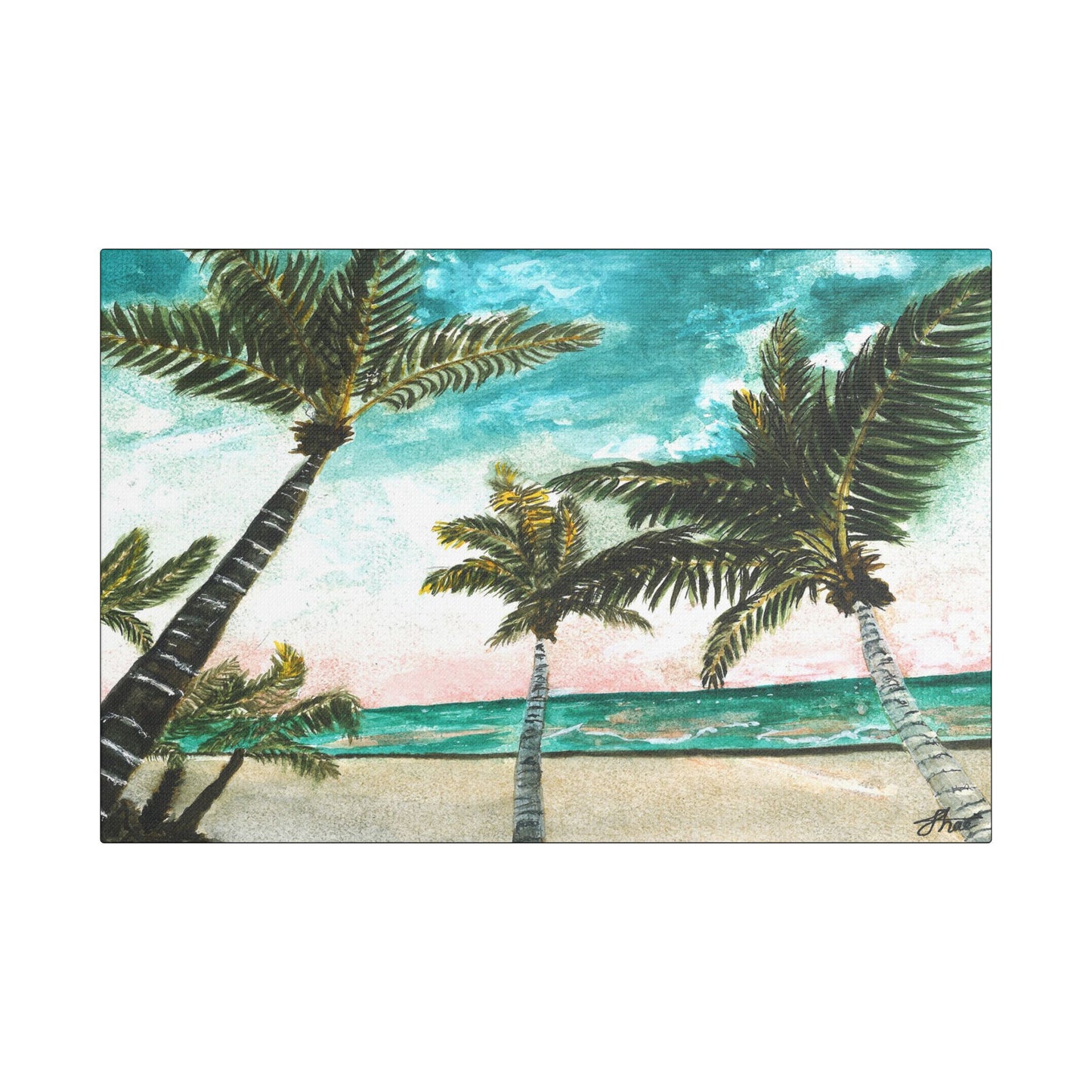 Tropical Art Print, Palm Tree Wall Hanging, Beach Decor, Ocean Landscape Artwork, Coastal Home Decoration, Vacation Vibes