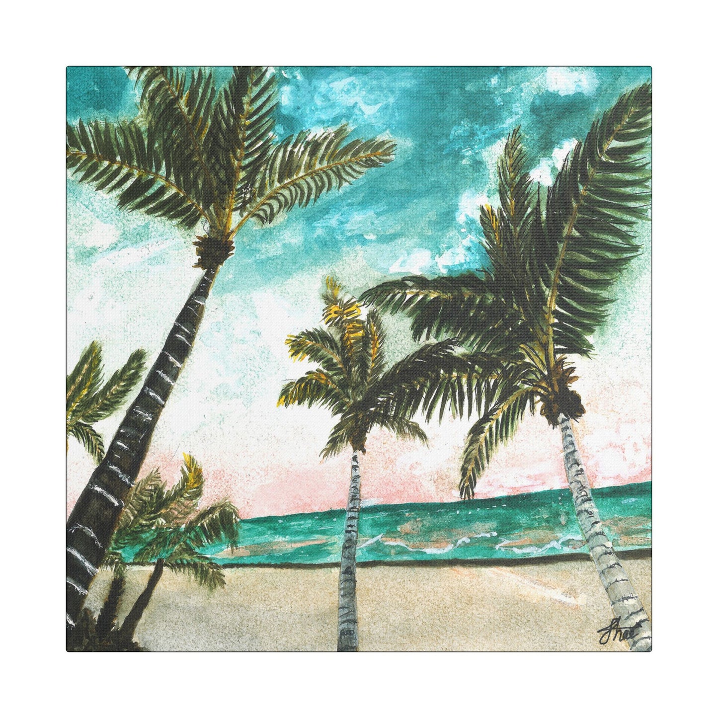 Tropical Art Print, Palm Tree Wall Hanging, Beach Decor, Ocean Landscape Artwork, Coastal Home Decoration, Vacation Vibes