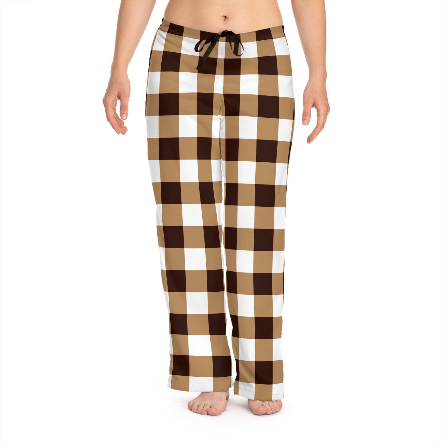 Comfortable Brown Checkered Women's Pajama Pants