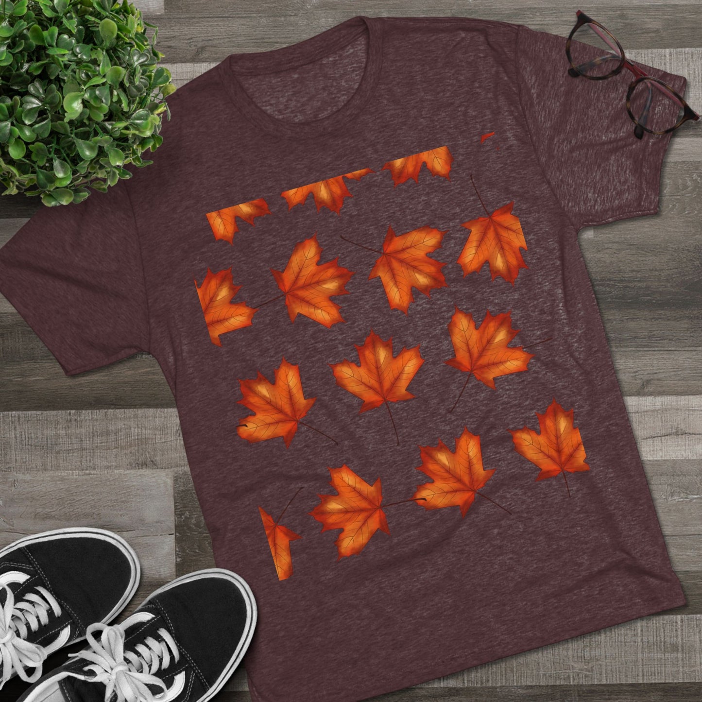 Autumn Maple Leaf Crew Tee | Cozy Fall Shirt, Unisex Fashion, Leafy Outfit, Seasonal Apparel, Thanksgiving Gift