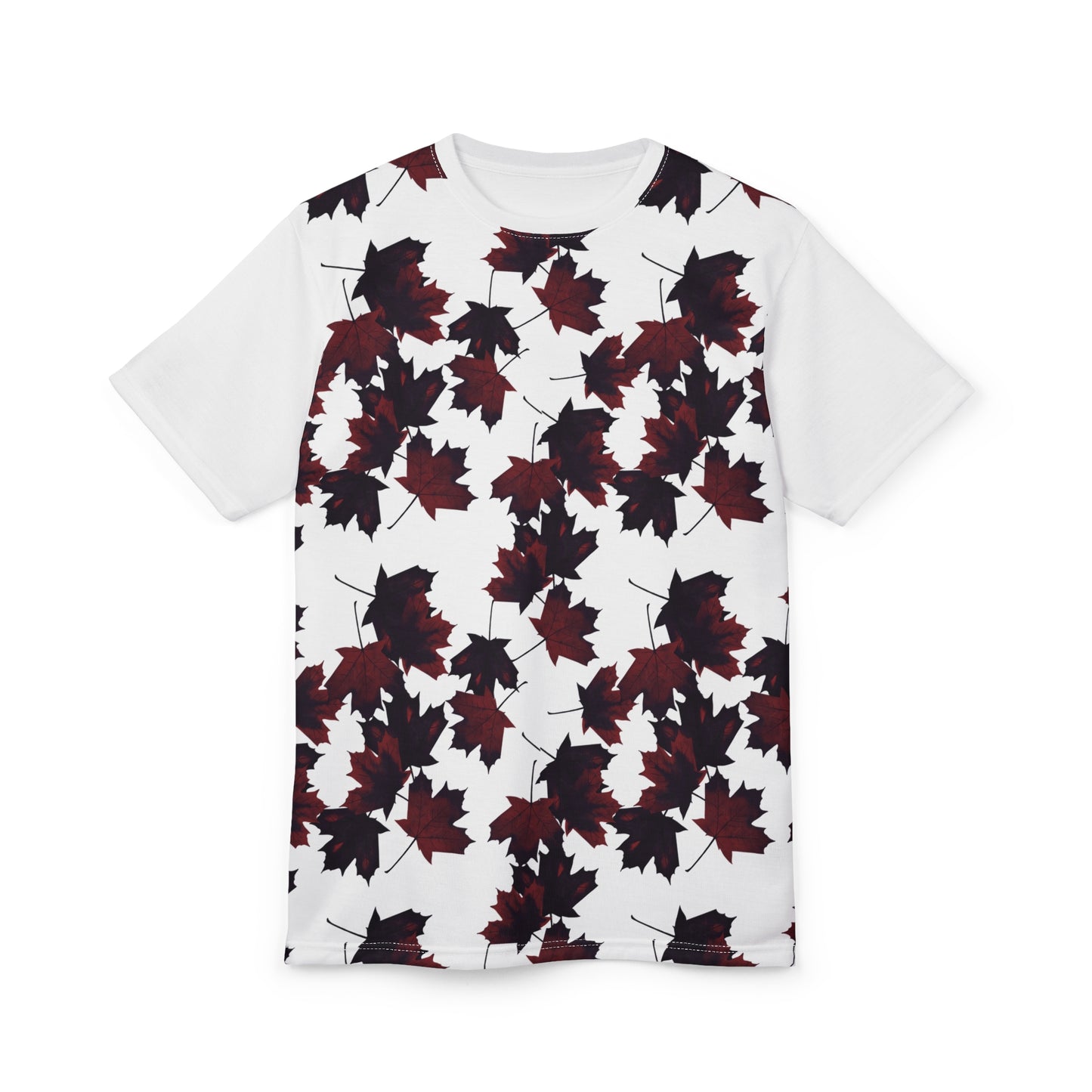 Autumn Leaf Print Unisex Tee - Nature-Inspired Cut & Sew T-Shirt