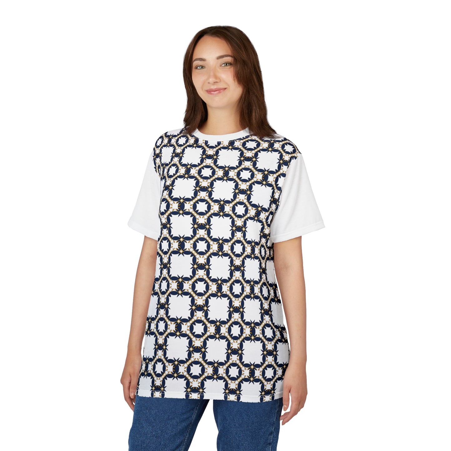 Geometrical Print Unisex Tee - Nature-Inspired Cut & Sew T-Shirt