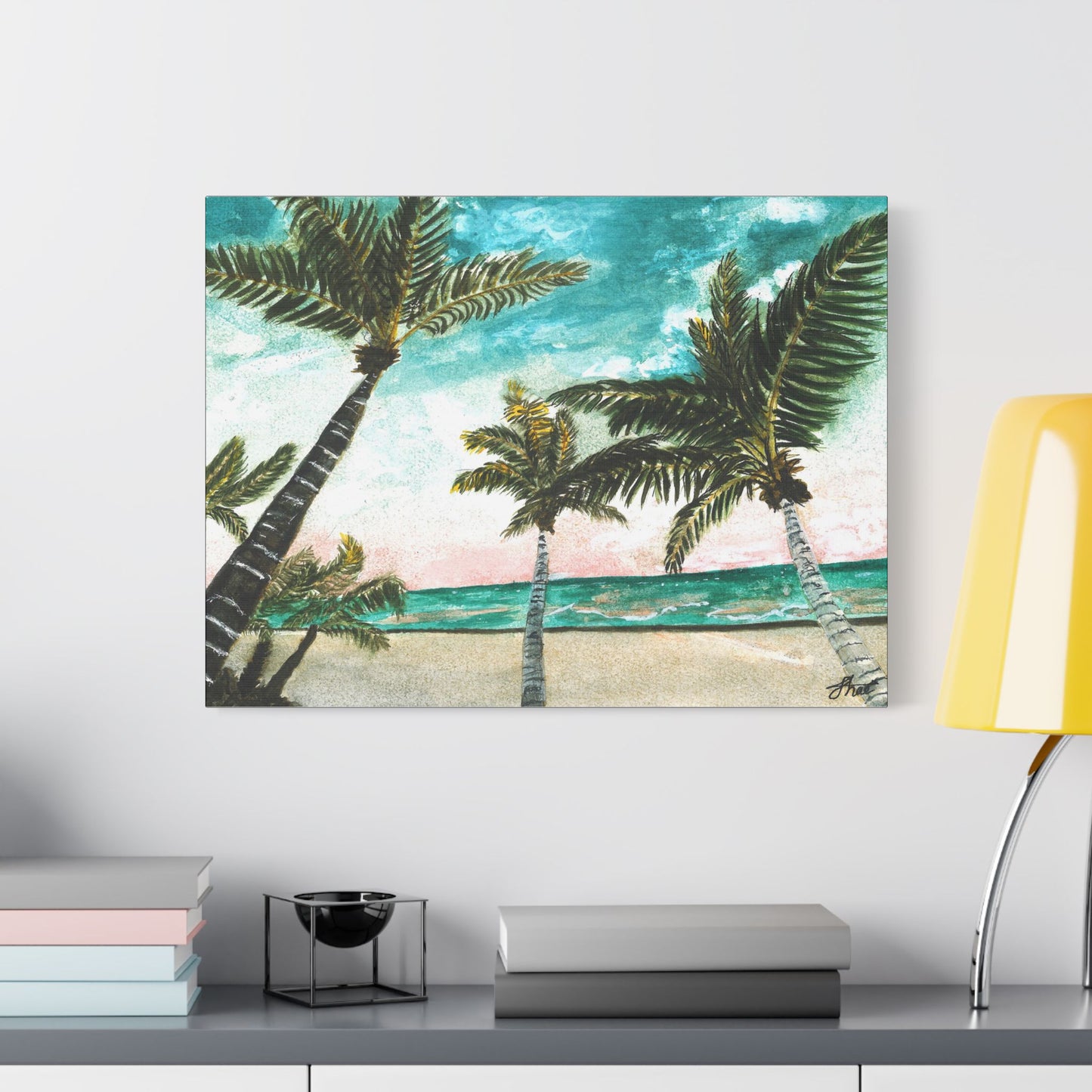 Tropical Art Print, Palm Tree Wall Hanging, Beach Decor, Ocean Landscape Artwork, Coastal Home Decoration, Vacation Vibes