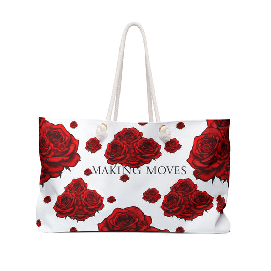 V2 of Rose Floral Weekender Bag - "Making Moves" Travel Tote