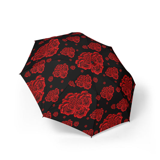 Floral Rose Semi-Automatic Umbrella - Foldable & Stylish