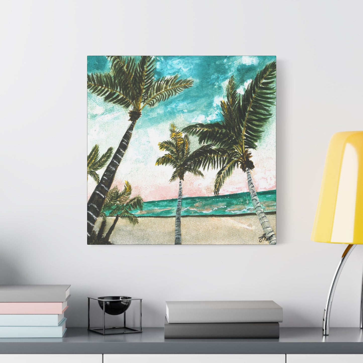 Tropical Art Print, Palm Tree Wall Hanging, Beach Decor, Ocean Landscape Artwork, Coastal Home Decoration, Vacation Vibes