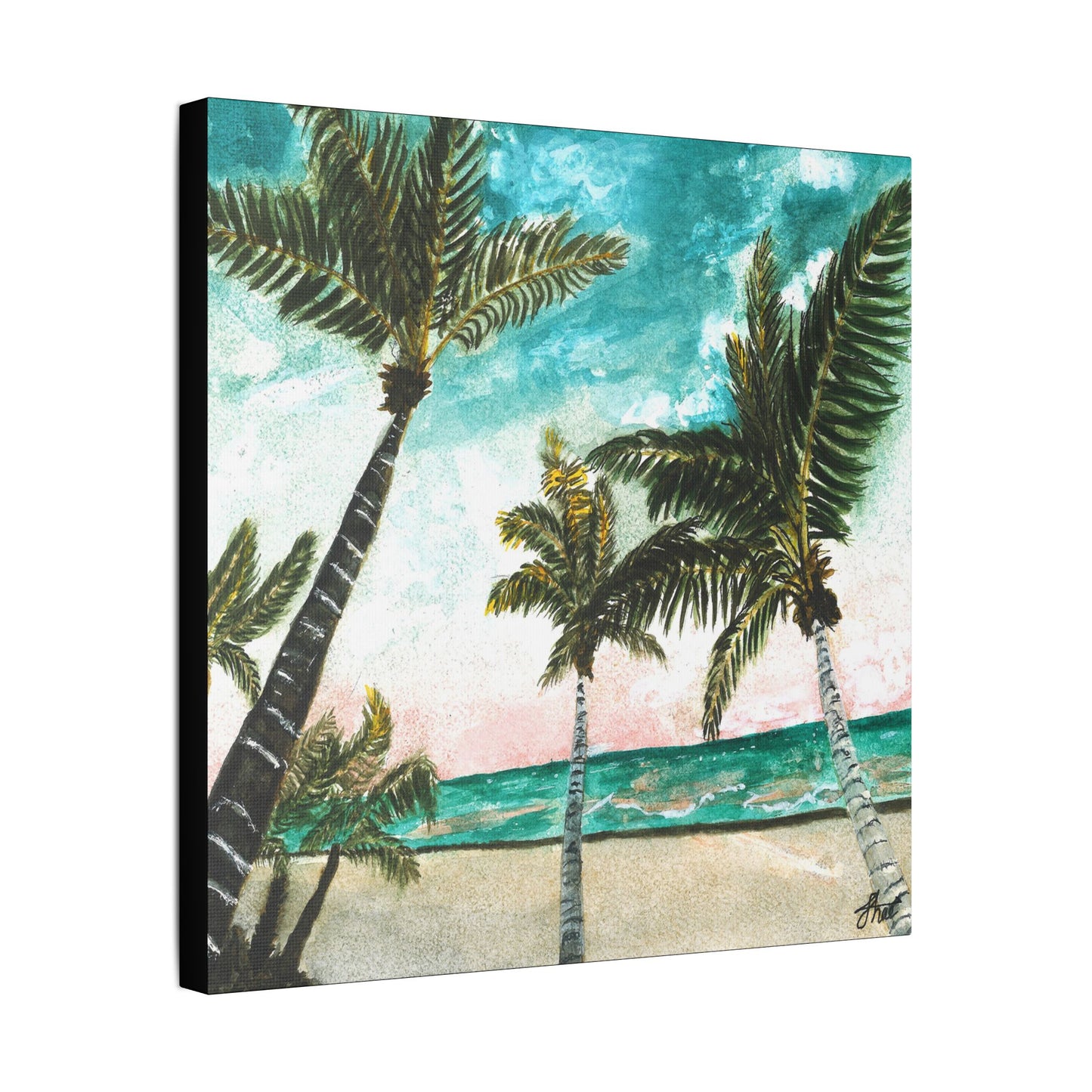 Tropical Art Print, Palm Tree Wall Hanging, Beach Decor, Ocean Landscape Artwork, Coastal Home Decoration, Vacation Vibes