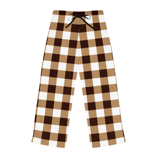 Comfortable Brown Checkered Women's Pajama Pants