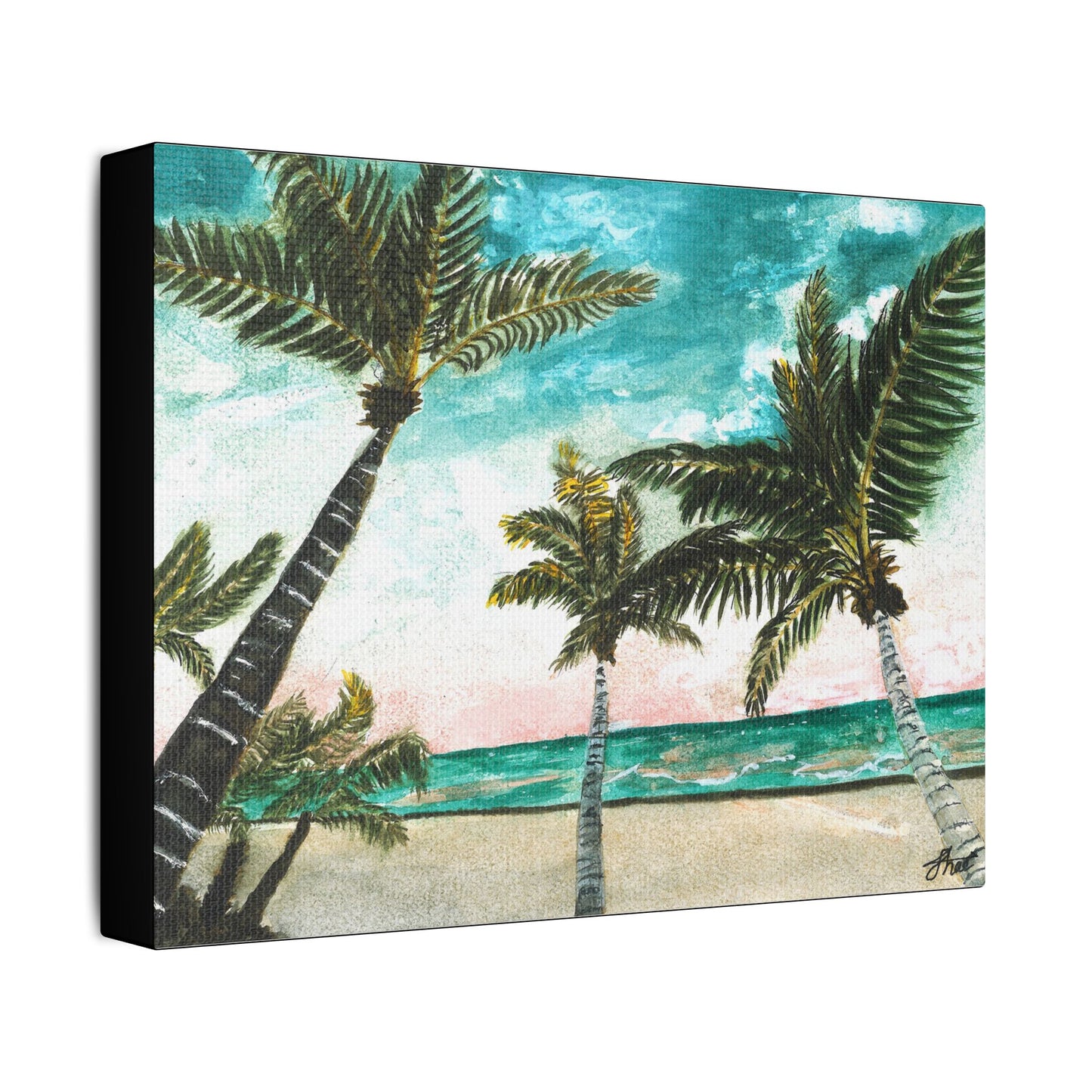 Tropical Art Print, Palm Tree Wall Hanging, Beach Decor, Ocean Landscape Artwork, Coastal Home Decoration, Vacation Vibes