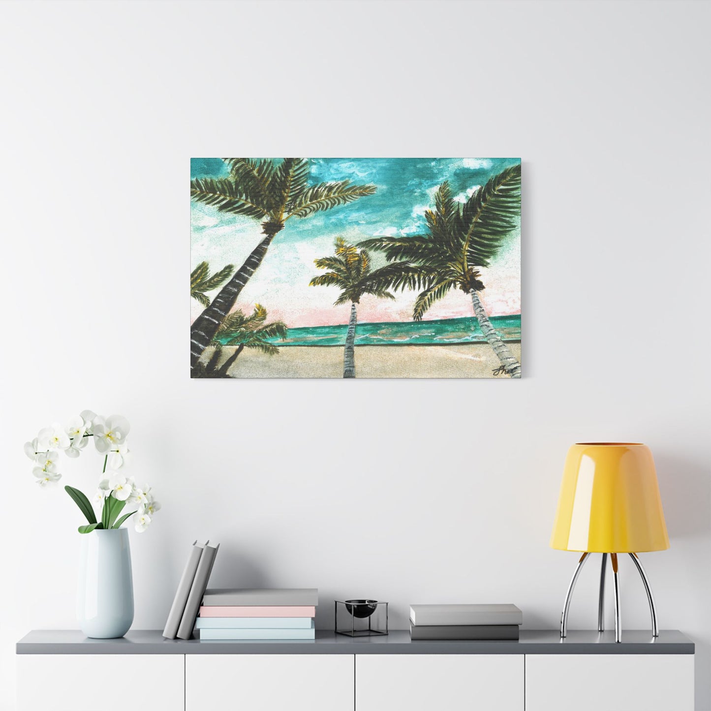 Tropical Art Print, Palm Tree Wall Hanging, Beach Decor, Ocean Landscape Artwork, Coastal Home Decoration, Vacation Vibes