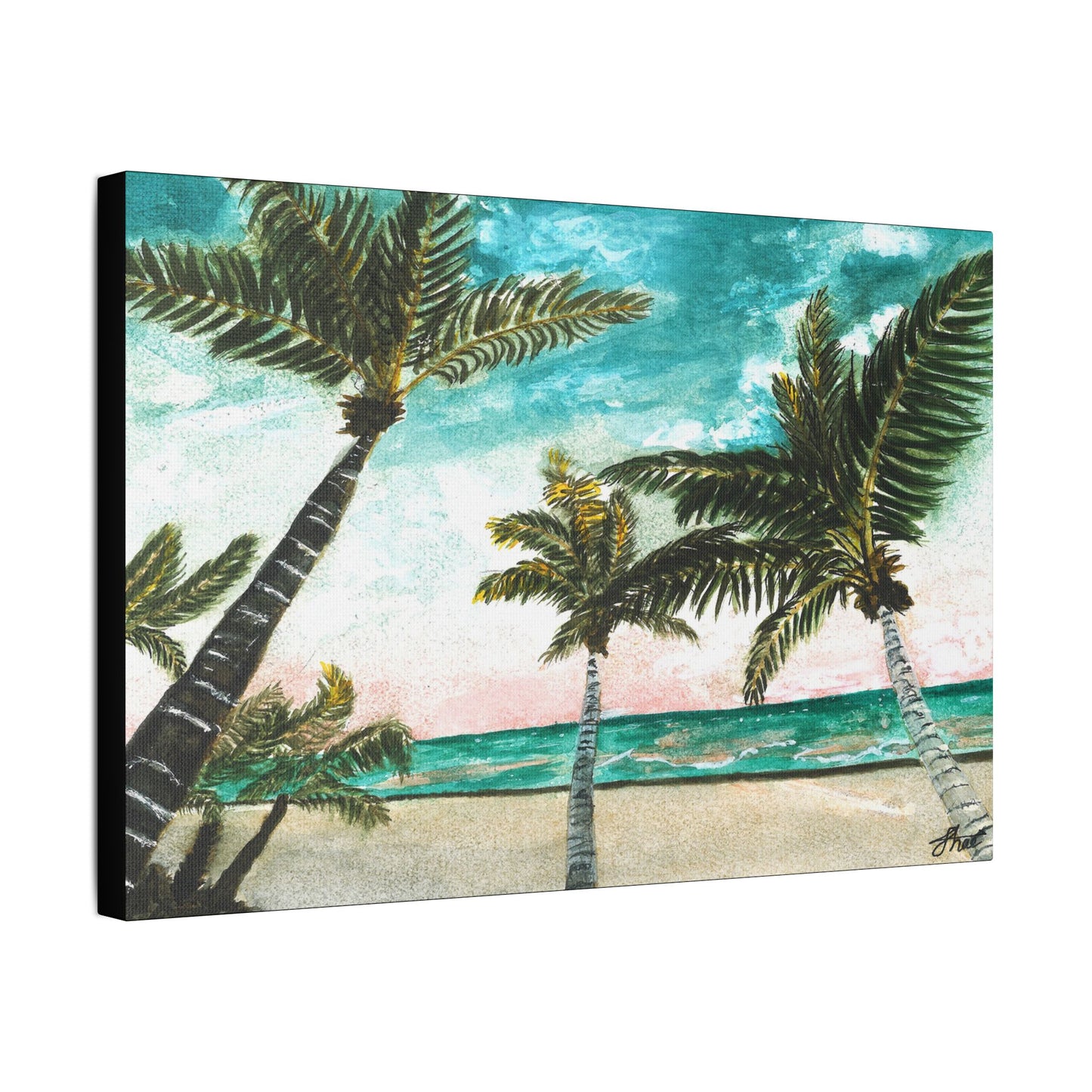 Tropical Art Print, Palm Tree Wall Hanging, Beach Decor, Ocean Landscape Artwork, Coastal Home Decoration, Vacation Vibes