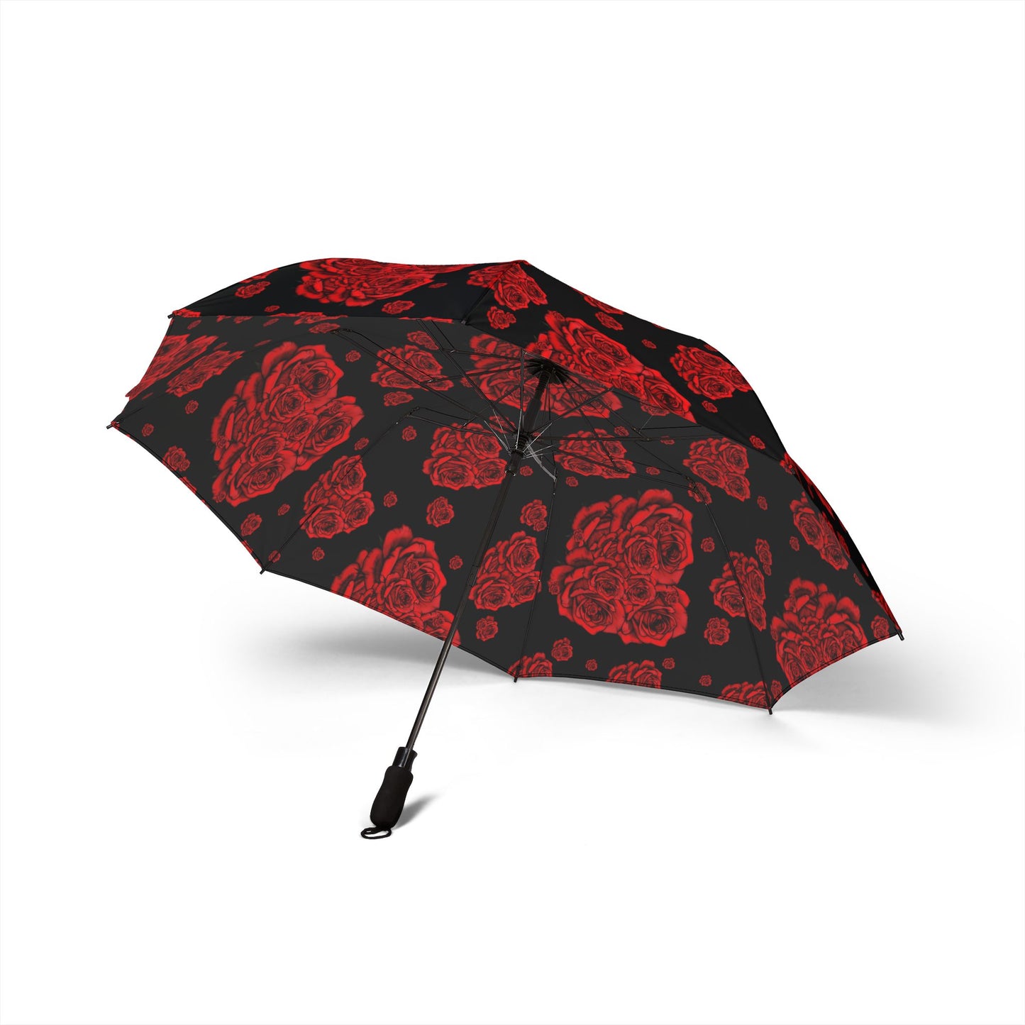 Floral Rose Semi-Automatic Umbrella - Foldable & Stylish