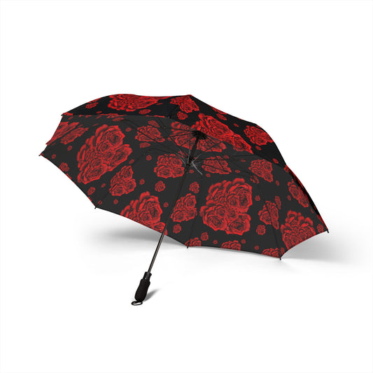 Floral Rose Semi-Automatic Umbrella - Foldable & Stylish