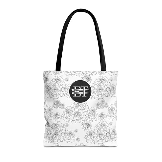 Elegant Floral Tote Bag - Stylish Grey Rose Design