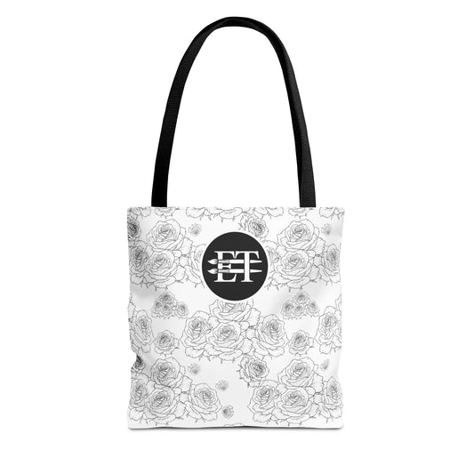Elegant Floral Tote Bag - Stylish Grey Rose Design