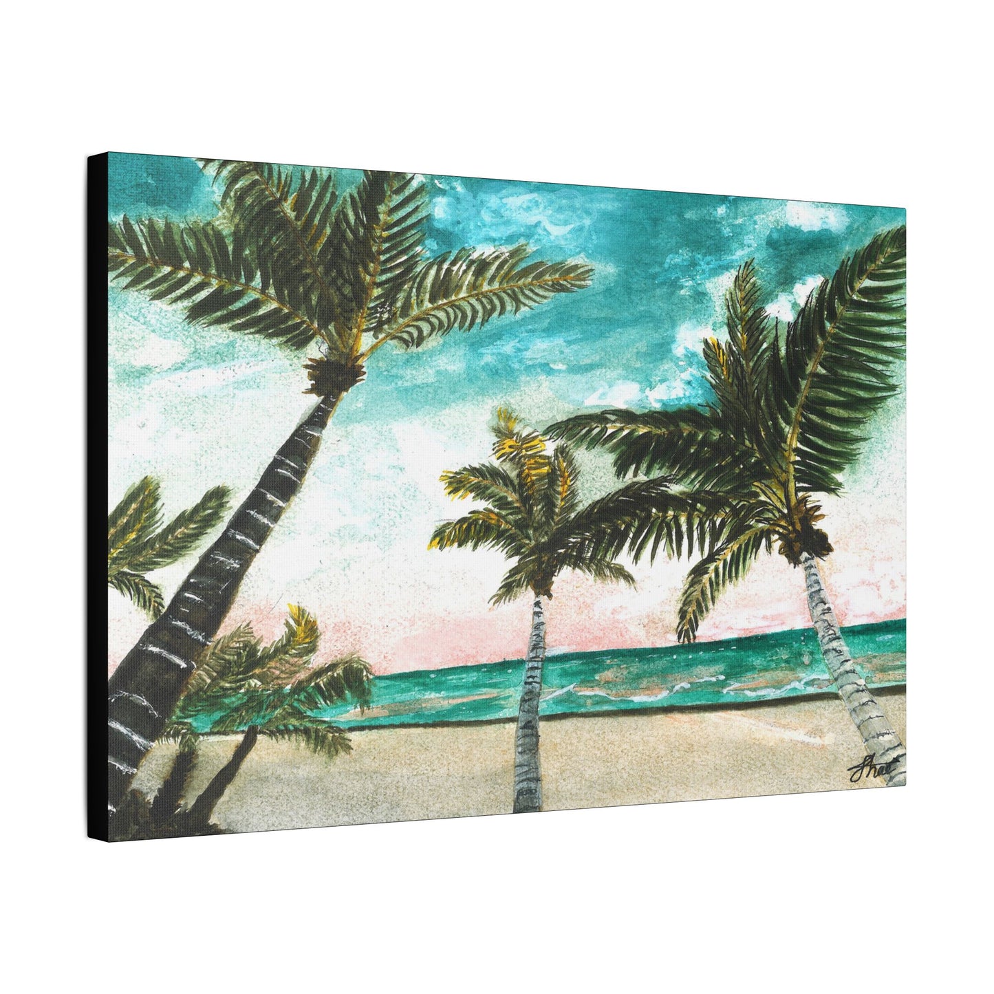 Tropical Art Print, Palm Tree Wall Hanging, Beach Decor, Ocean Landscape Artwork, Coastal Home Decoration, Vacation Vibes