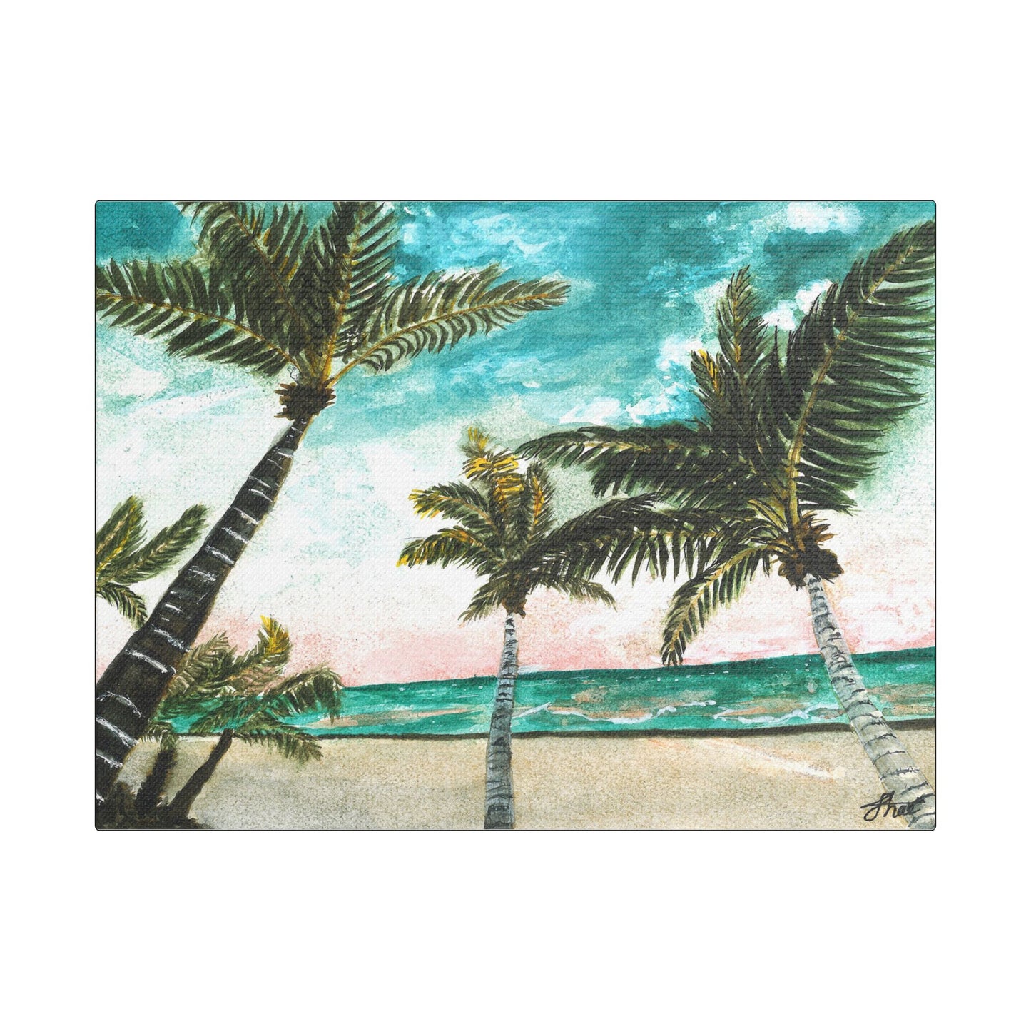 Tropical Art Print, Palm Tree Wall Hanging, Beach Decor, Ocean Landscape Artwork, Coastal Home Decoration, Vacation Vibes