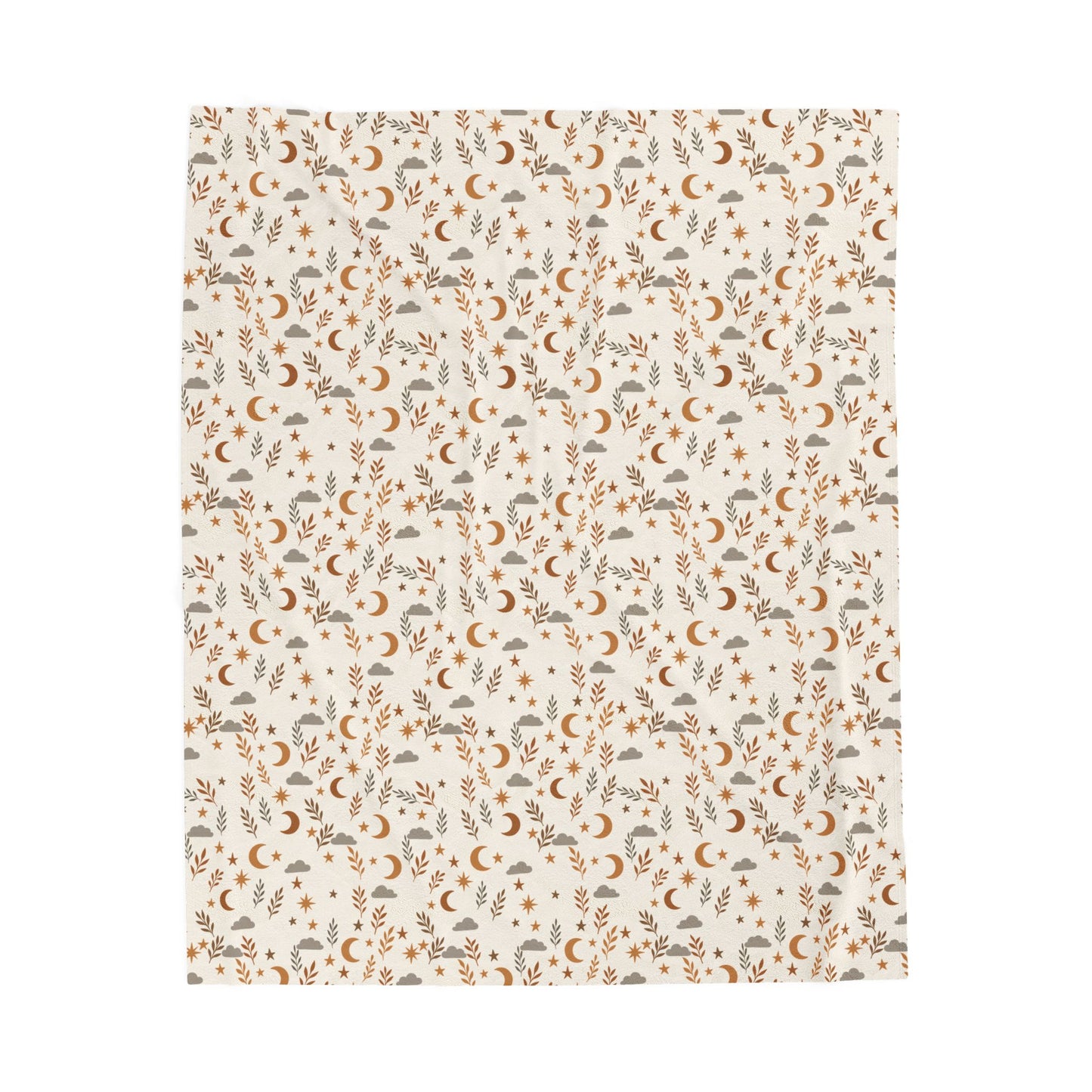 Cozy Velveteen Plush Blanket with Earthy Floral Design