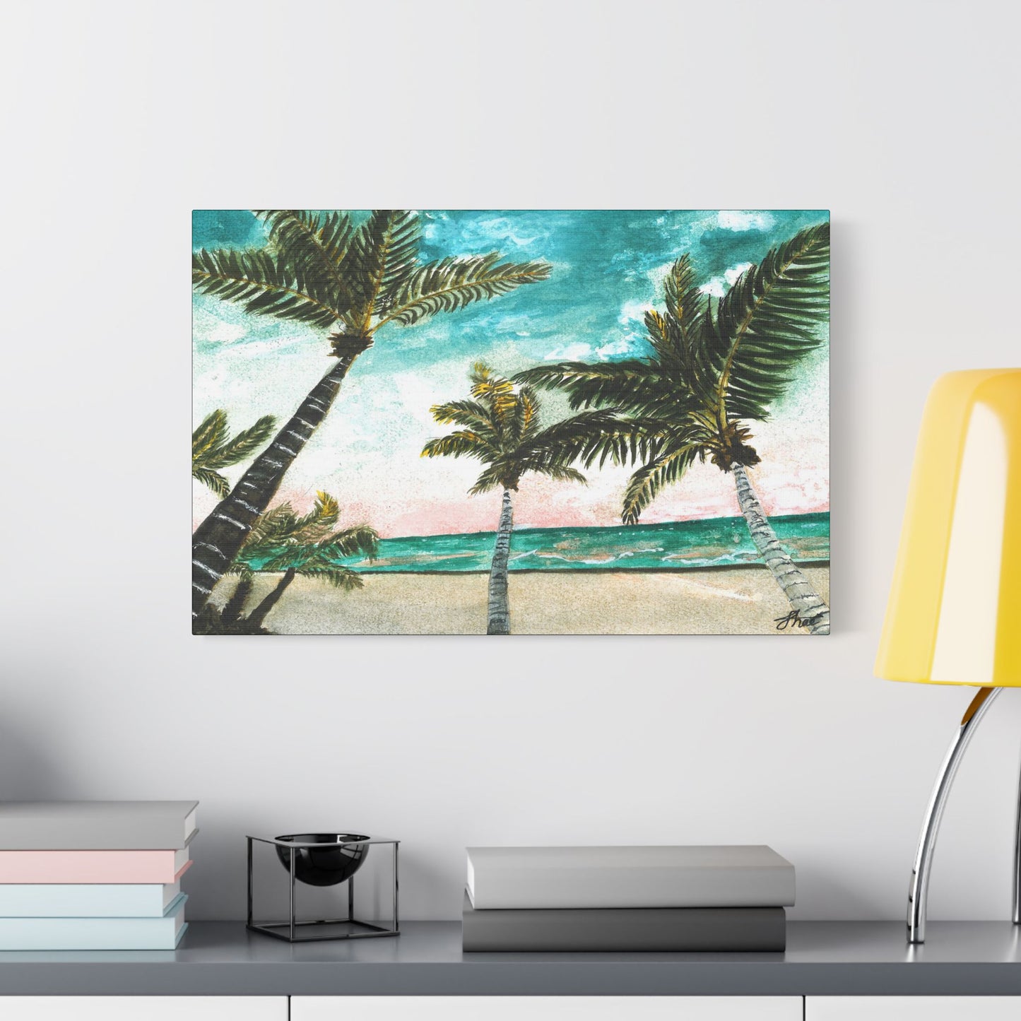 Tropical Art Print, Palm Tree Wall Hanging, Beach Decor, Ocean Landscape Artwork, Coastal Home Decoration, Vacation Vibes