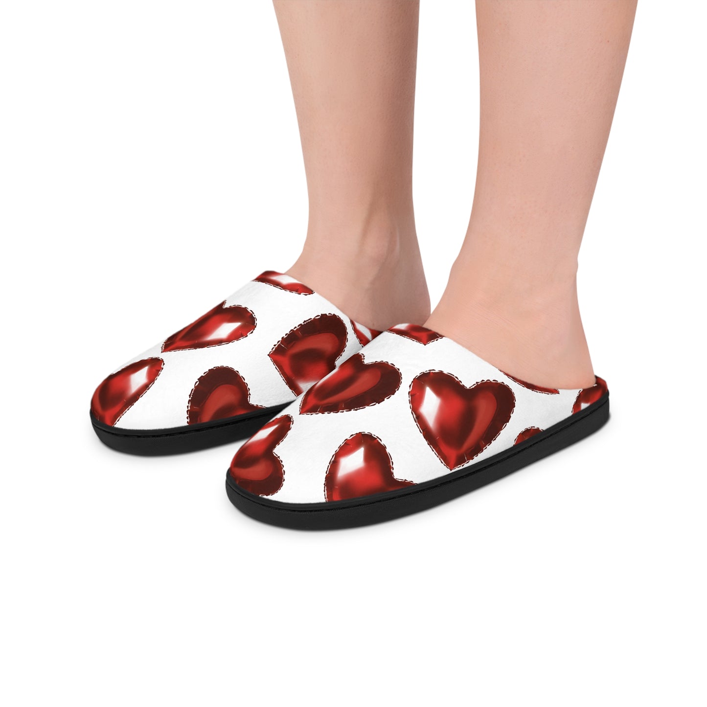 Cozy Heart Print Slippers for Women