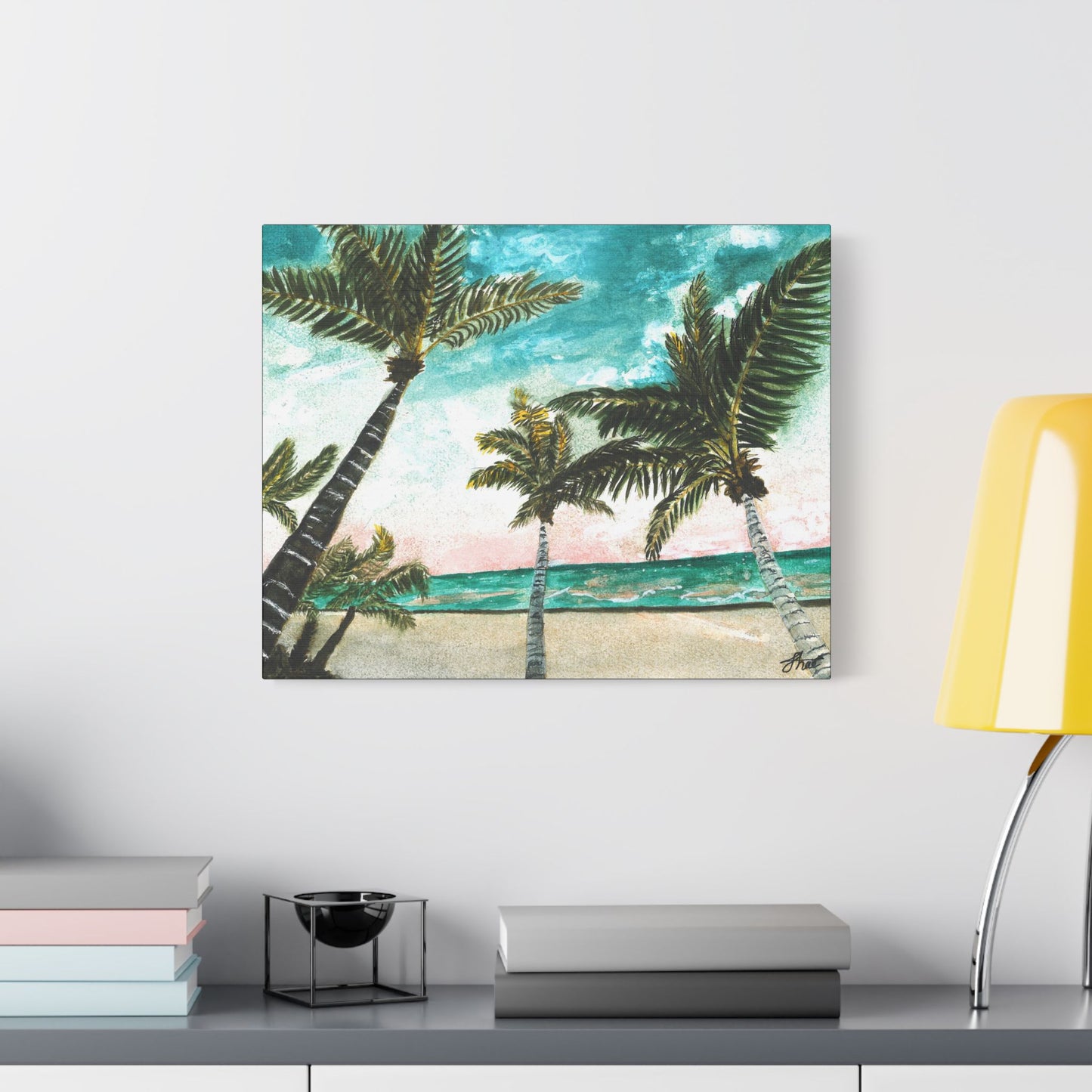 Tropical Art Print, Palm Tree Wall Hanging, Beach Decor, Ocean Landscape Artwork, Coastal Home Decoration, Vacation Vibes