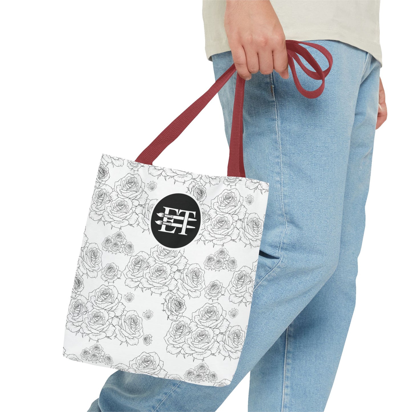 Elegant Floral Tote Bag - Stylish Grey Rose Design