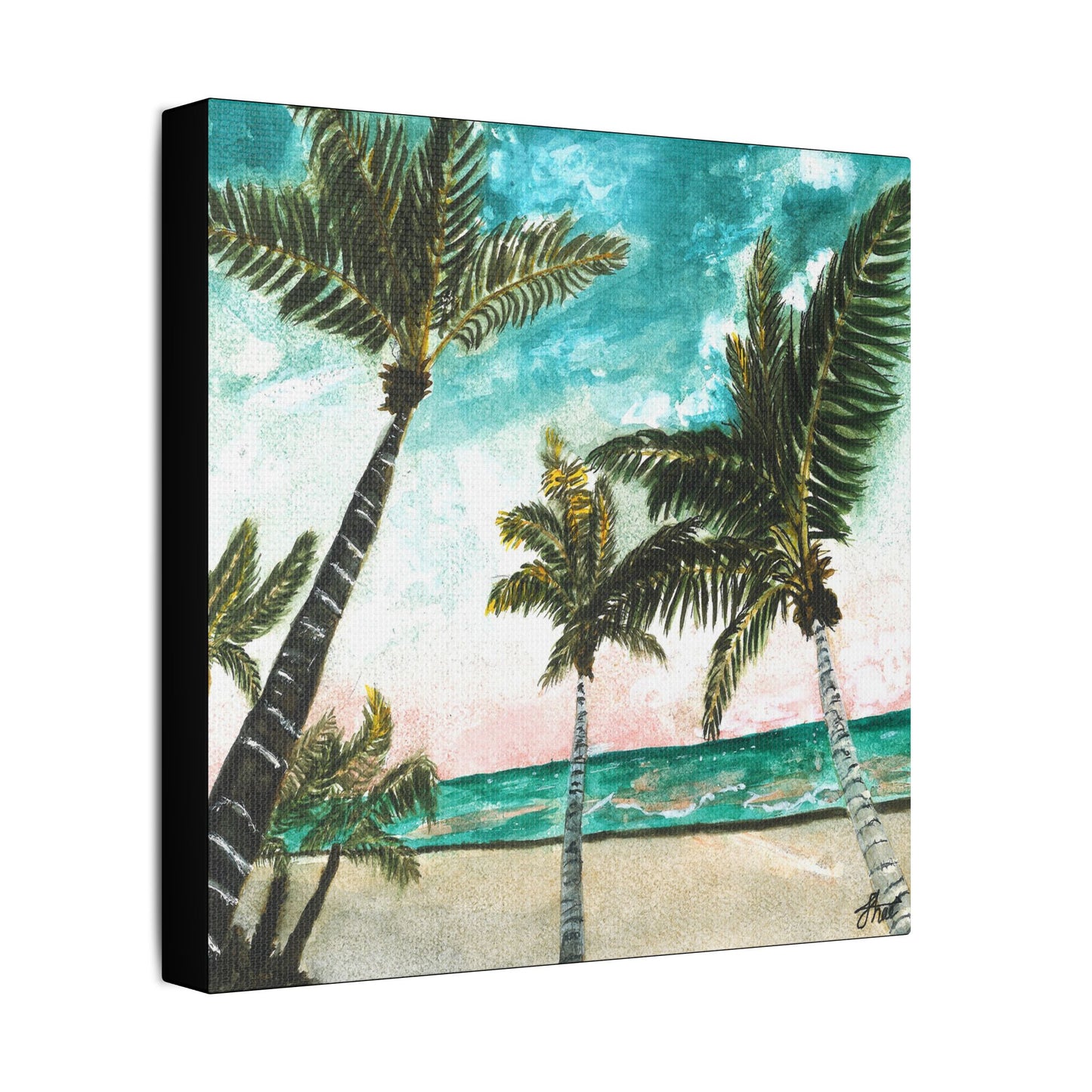 Tropical Art Print, Palm Tree Wall Hanging, Beach Decor, Ocean Landscape Artwork, Coastal Home Decoration, Vacation Vibes