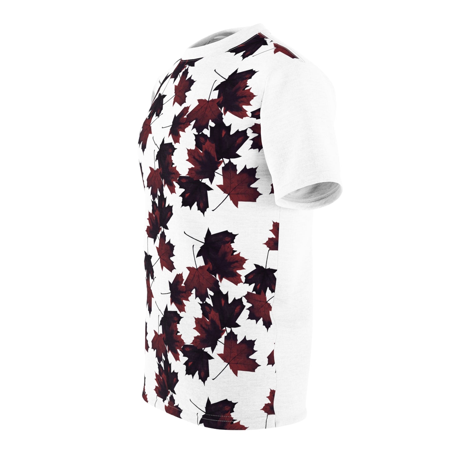 Autumn Leaf Print Unisex Tee - Nature-Inspired Cut & Sew T-Shirt