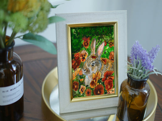 Watercolor Bunny Printable Wall Art: Rabbit in Flowers Printable, Woodland Animal (Digital Download), Spring Garden Nursery Decor