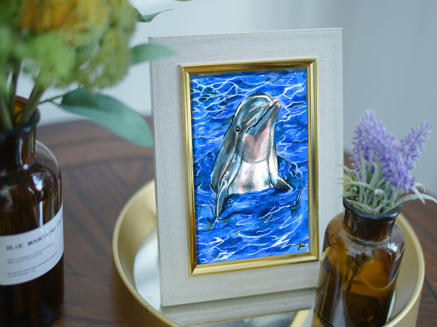 Watercolor Dolphin Printable Wall art: Ocean Marine Animal Printable, Coastal Sea Life (Digital Download), Beach House Decor