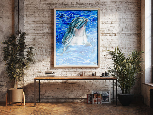 Watercolor Dolphin Printable Wall art: Ocean Marine Animal Printable, Coastal Sea Life (Digital Download), Beach House Decor