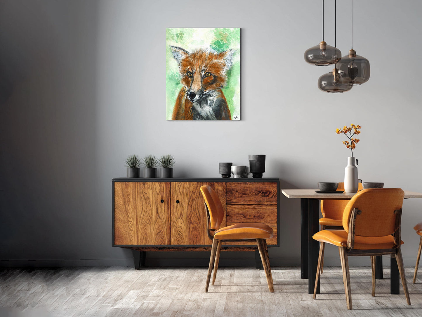 Watercolor Animal Printable Wall Art Set: Dolphin, Fox, Whale, Leopard (Digital Download)