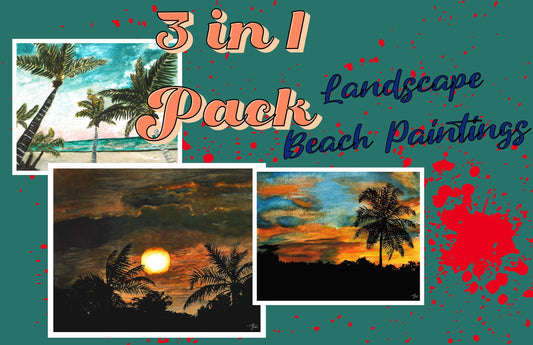 Sunset Beach Watercolor Printable Art: Coastal Seascape Paradise (Digital Download)