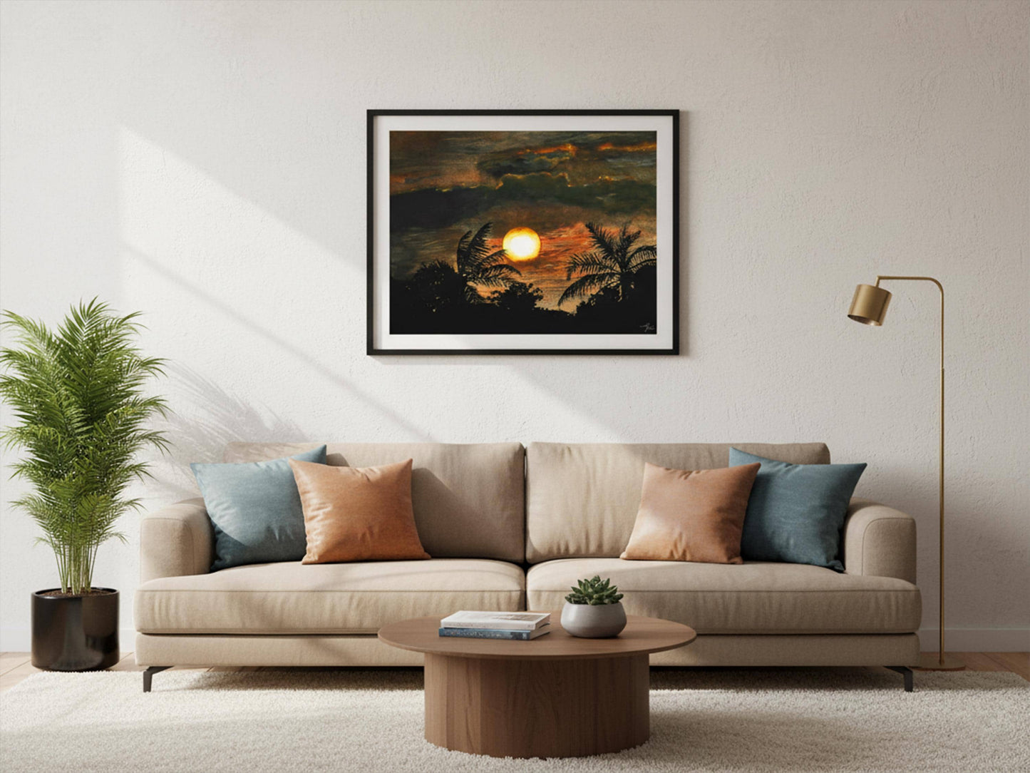 Tropical Beach Sunset Art Print: Coastal Boho Wall Decor (Digital Download)